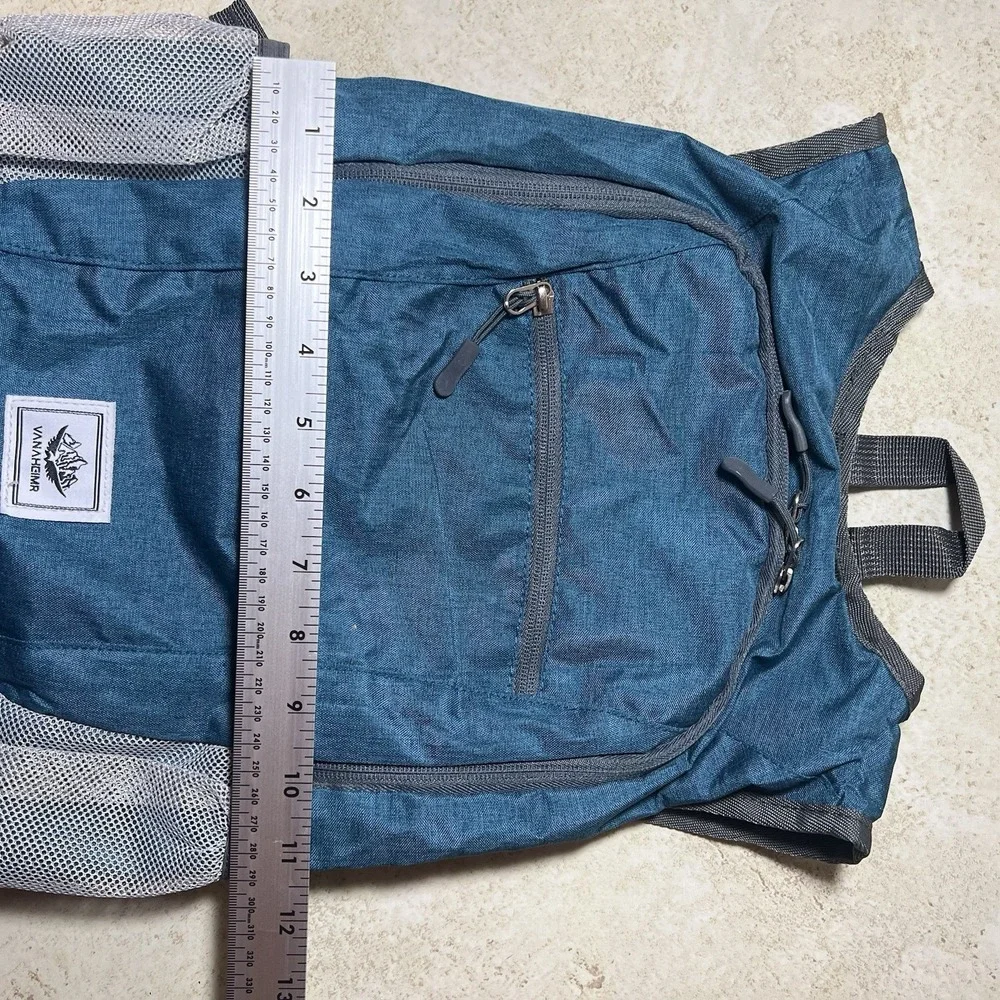 VANAHGIMR Blue Gray Hiking Backpack Lightweight Foldable Fabric Zipper Unisex‎